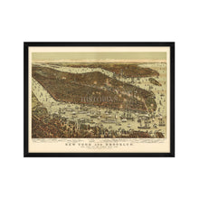 Load image into Gallery viewer, Digitally Restored and Enhanced - 1892 New York and Brooklyn Poster Map - Framed Vintage New York City Poster - Old NYC Wall Art - Restored NYC Map - New York & Brooklyn Map Wall Art