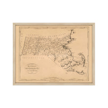 Cargar imagen en el visor de la galería, Digitally Restored and Enhanced 1796 Massachusetts State Map Print - Framed Vintage Map of Massachusetts Poster - Old Massachusetts Wall Art - Restored Map of Massachusetts State