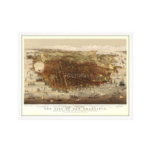 Load image into Gallery viewer, Digitally Restored and Enhanced 1878 San Francisco City Map Poster - Framed Vintage San Francisco Wall Art - Map of San Francisco Poster - Bird's Eye View of San Francisco Map Print