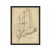 Load image into Gallery viewer, Digitally Restored and Enhanced 1820 Map of Maine Poster - Framed Vintage Maine Map Print - Old Maine Wall Art - Restored State of Maine Map Poster - Historic ME Map Art