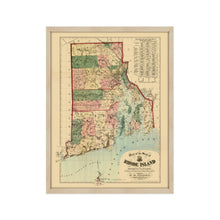 Load image into Gallery viewer, Digitally Restored and Enhanced 1880 Rhode Island State Map - Framed Vintage Rhode Island Poster - Old Rhode Island Wall Art - Historic  Map of Rhode Island & Providence Plantations