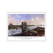 Cargar imagen en el visor de la galería, Digitally Restored and Enhanced 1885 Brooklyn Bridge Map - Framed Vintage New York Brooklyn Bridge Map - Bird's Eye View of Great East River Suspension Bridge New York City Wall Art Poster