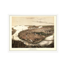 Cargar imagen en el visor de la galería, Digitally Restored and Enhanced 1877 Boston Map Poster - Framed Vintage Boston Poster - Old Map of Boston Wall Art - Bird's Eye View of Boston Massachusetts Map From The North