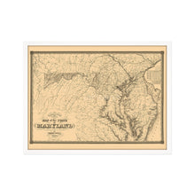 Cargar imagen en el visor de la galería, Digitally Restored and Enhanced 1841 Maryland Map Poster - Framed Vintage Maryland State Map - Historic Maryland Wall Art - Old Map of Maryland Poster - Restored Map of Maryland State