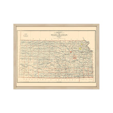 Load image into Gallery viewer, Digitally Restored and Enhanced 1898 Map of Kansas Poster - Framed Vintage Kansas Map Poster - Old Kansas Wall Art - Restored Kansas State Map - Historic State of Kansas Wall Map