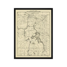 Load image into Gallery viewer, Digitally Restored and Enhanced 1900 Yellowstone National Park Map - Framed Vintage Wyoming Map Poster - Old Wyoming Wall Art - Tourist Routes Map of Yellowstone National Park
