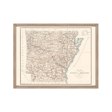 Load image into Gallery viewer, Digitally Restored and Enhanced 1886 Arkansas State Map Poster - Framed Vintage Map of Arkansas Wall Art - Historic AR Map Print - Restored Arkansas Wall Map from General Land Office