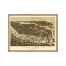 Load image into Gallery viewer, Digitally Restored and Enhanced - 1892 New York and Brooklyn Poster Map - Framed Vintage New York City Poster - Old NYC Wall Art - Restored NYC Map - New York & Brooklyn Map Wall Art