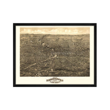 Cargar imagen en el visor de la galería, Digitally Restored and Enhanced 1880 Rochester Map - Framed Vintage New York Poster - History Map of Rochester NY Wall Art - Old New York Map - Bird's Eye View of Rochester NY Map
