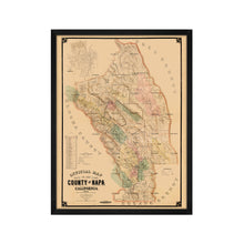 Cargar imagen en el visor de la galería, Digitally Restored and Enhanced 1895 Napa County California Map - Framed Vintage Napa Wall Art - Old California Wall Map History