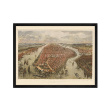 Load image into Gallery viewer, Digitally Restored and Enhanced 1865 New York Wall Art Map -Framed Vintage New York Map Print - New York City Wall Art - Old NYC Map - Bird's Eye View of New York City Map & Environs