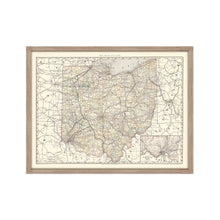 Cargar imagen en el visor de la galería, Digitally Restored and Enhanced 1894 Ohio Map Poster - Framed Vintage Ohio State Wall Art - History Map of Ohio State Poster Print