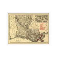 Cargar imagen en el visor de la galería, Digitally Restored and Enhanced 1896 Louisiana State Map - Framed Vintage Louisiana Map Poster - Old Louisiana Wall Art - Restored Louisiana State Map Poster Showing Cities & Towns