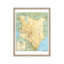 Load image into Gallery viewer, Digitally Restored and Enhanced 1988 Kenya Map Print - Framed Vintage Kenya Wall Art Map - Old Kenya Wall Map - Historic Kenya Wall Art - Restored Map of Kenya Poster