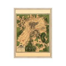 Cargar imagen en el visor de la galería, Digitally Restored and Enhanced 1863 Gettysburg Map Poster - Framed Vintage Gettysburg Battlefield Map Wall Art - History Map of The Battle of Gettysburg Pennsylvania
