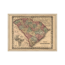 Cargar imagen en el visor de la galería, Digitally Restored and Enhanced 1865 South Carolina Map - Framed Vintage South Carolina Map - Old South Carolina State Map - Restored Map of SC - Colton's South Carolina Map Wall Art Poster