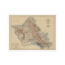 Load image into Gallery viewer, Digitally Restored and Enhanced 1938 Map of Oahu Hawaii - Framed Vintage Oahu Wall Art - Old Oahu Hawaii Map - Topographic Map of Oahu Poster - City & County of Honolulu Hawaii
