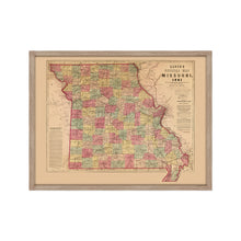 Cargar imagen en el visor de la galería, Digitally Restored and Enhanced 1861 Missouri Map Poster - Framed Vintage Missouri Wall Map  - Old Missouri State Map - Historic MO Map - Restored Official Map of Missouri Wall Art