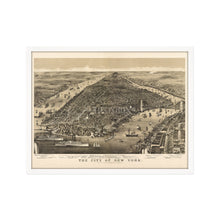 Load image into Gallery viewer, Digitally Restored and Enhanced 1886 New York City Poster Map - Framed Vintage Map of New York City Wall Art - Restored New York Map - Old Bird's Eye View of New York Poster