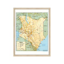 Load image into Gallery viewer, Digitally Restored and Enhanced 1988 Kenya Map Print - Framed Vintage Kenya Wall Art Map - Old Kenya Wall Map - Historic Kenya Wall Art - Restored Map of Kenya Poster