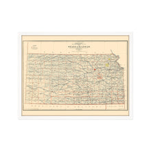 Load image into Gallery viewer, Digitally Restored and Enhanced 1898 Map of Kansas Poster - Framed Vintage Kansas Map Poster - Old Kansas Wall Art - Restored Kansas State Map - Historic State of Kansas Wall Map