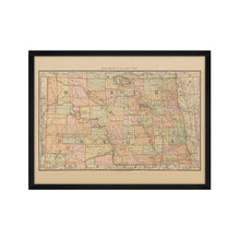 Load image into Gallery viewer, Digitally Restored and Enhanced 1892 North Dakota Map Poster - Framed Vintage State of North Dakota Wall Art - History Map of North Dakota -  Old Bismarck North Dakota State Map