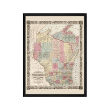 Load image into Gallery viewer, Digitally Restored and Enhanced 1851 Wisconsin State Map - Framed Vintage Wisconsin Map - Old Map of Wisconsin Wall Art - Restored Township Map of the State of Wisconsin Wall Map