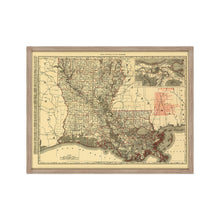 Cargar imagen en el visor de la galería, Digitally Restored and Enhanced 1896 Louisiana State Map - Framed Vintage Louisiana Map Poster - Old Louisiana Wall Art - Restored Louisiana State Map Poster Showing Cities & Towns