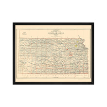 Load image into Gallery viewer, Digitally Restored and Enhanced 1898 Map of Kansas Poster - Framed Vintage Kansas Map Poster - Old Kansas Wall Art - Restored Kansas State Map - Historic State of Kansas Wall Map
