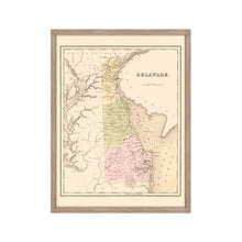 Cargar imagen en el visor de la galería, Digitally Restored and Enhanced 1838 Delaware State Map - Framed Vintage Delaware Wall Art - Old Dover Delaware Map - History Map of Delaware Poster Showing Minor Civil Division