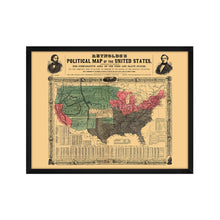 Load image into Gallery viewer, Digitally Restored and Enhanced 1856 United States Map Poster - Framed Vintage Map of USA - Old USA Map Poster - United States Wall Map - Political Map of United States Wall Art