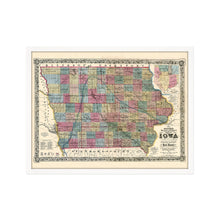 Cargar imagen en el visor de la galería, Digitally Restored and Enhanced 1856 Iowa Map Poster- Framed Vintage Iowa State Map - Old State of Iowa Wall Art - Historic Iowa Wall Map - Sectional & Geological Map of Iowa Poster