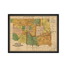 Cargar imagen en el visor de la galería, Digitally Restored and Enhanced 1892 Indian and Oklahoma Territories Map - Framed Vintage Oklahoma Map - Old Map of Oklahoma State Poster - Indian Territory Map & Oklahoma Map Poster