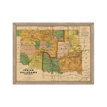 Cargar imagen en el visor de la galería, Digitally Restored and Enhanced 1892 Indian and Oklahoma Territories Map - Framed Vintage Oklahoma Map - Old Map of Oklahoma State Poster - Indian Territory Map & Oklahoma Map Poster