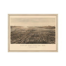 Cargar imagen en el visor de la galería, Digitally Restored and Enhanced 1875 San Jose California Map Poster - Framed Vintage San Jose Wall Art - History Map of California - Old Bird's Eye View Map of San Jose CA