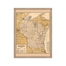 Cargar imagen en el visor de la galería, Digitally Restored and Enhanced 1900 Wisconsin Map Poster - Framed Vintage Wisconsin Wall Art - Old Railroad Map of Wisconsin Poster