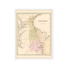 Cargar imagen en el visor de la galería, Digitally Restored and Enhanced 1838 Delaware State Map - Framed Vintage Delaware Wall Art - Old Dover Delaware Map - History Map of Delaware Poster Showing Minor Civil Division