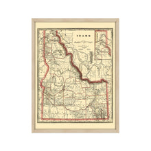 Load image into Gallery viewer, Digitally Restored and Enhanced 1896 Idaho Map Poster - Framed Vintage Idaho Wall Art - Old Idaho State Map - Historic Idaho Wall Map - Township & Railroad Map of Idaho Poster