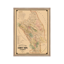 Cargar imagen en el visor de la galería, Digitally Restored and Enhanced 1895 Napa County California Map - Framed Vintage Napa Wall Art - Old California Wall Map History