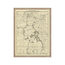 Load image into Gallery viewer, Digitally Restored and Enhanced 1900 Yellowstone National Park Map - Framed Vintage Wyoming Map Poster - Old Wyoming Wall Art - Tourist Routes Map of Yellowstone National Park