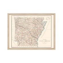 Load image into Gallery viewer, Digitally Restored and Enhanced 1886 Arkansas State Map Poster - Framed Vintage Map of Arkansas Wall Art - Historic AR Map Print - Restored Arkansas Wall Map from General Land Office