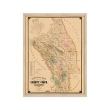 Cargar imagen en el visor de la galería, Digitally Restored and Enhanced 1895 Napa County California Map - Framed Vintage Napa Wall Art - Old California Wall Map History