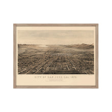 Cargar imagen en el visor de la galería, Digitally Restored and Enhanced 1875 San Jose California Map Poster - Framed Vintage San Jose Wall Art - History Map of California - Old Bird's Eye View Map of San Jose CA