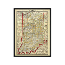 Load image into Gallery viewer, Digitally Restored and Enhanced 1888 Indiana Map Poster - Framed Vintage Map of Indiana - Restored Indiana State Map Print - Old Township & Rail Road Map of Indiana Wall Art