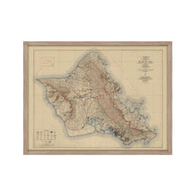 Load image into Gallery viewer, Digitally Restored and Enhanced 1938 Map of Oahu Hawaii - Framed Vintage Oahu Wall Art - Old Oahu Hawaii Map - Topographic Map of Oahu Poster - City & County of Honolulu Hawaii