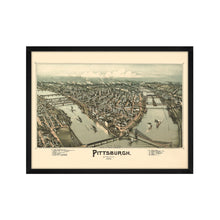 Load image into Gallery viewer, Digitally Restored and Enhanced 1902 Map of Pittsburgh Poster - Framed Vintage Pennsylvania Map - Old Pittsburgh Wall Art - Restored Bird's Eye View Map of Pittsburgh Pennsylvania