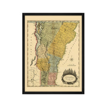 Cargar imagen en el visor de la galería, Digitally Restored and Enhanced 1814 Vermont Map Poster - Framed Vintage State of Vermont Wall Art - History Map of Vermont Poster - Restored Vermont State Map from Actual Survey