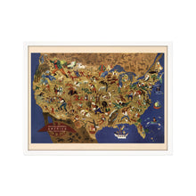Load image into Gallery viewer, Digitally Restored and Enhanced 1946 United States Map Poster - Framed Vintage Map of the United States Wall Art - Historic USA Map Poster - Restored Map of USA & Its Folklore