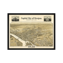 Cargar imagen en el visor de la galería, Digitally Restored and Enhanced 1905 Salem Oregon Map - Framed Vintage Salem City State of Oregon Map - History Map of Oregon Poster - Bird's Eye View of Salem Oregon Wall Art