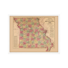 Cargar imagen en el visor de la galería, Digitally Restored and Enhanced 1861 Missouri Map Poster - Framed Vintage Missouri Wall Map  - Old Missouri State Map - Historic MO Map - Restored Official Map of Missouri Wall Art